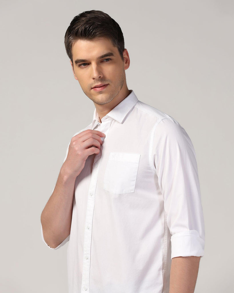 Casual White Solid Shirt - Mandy