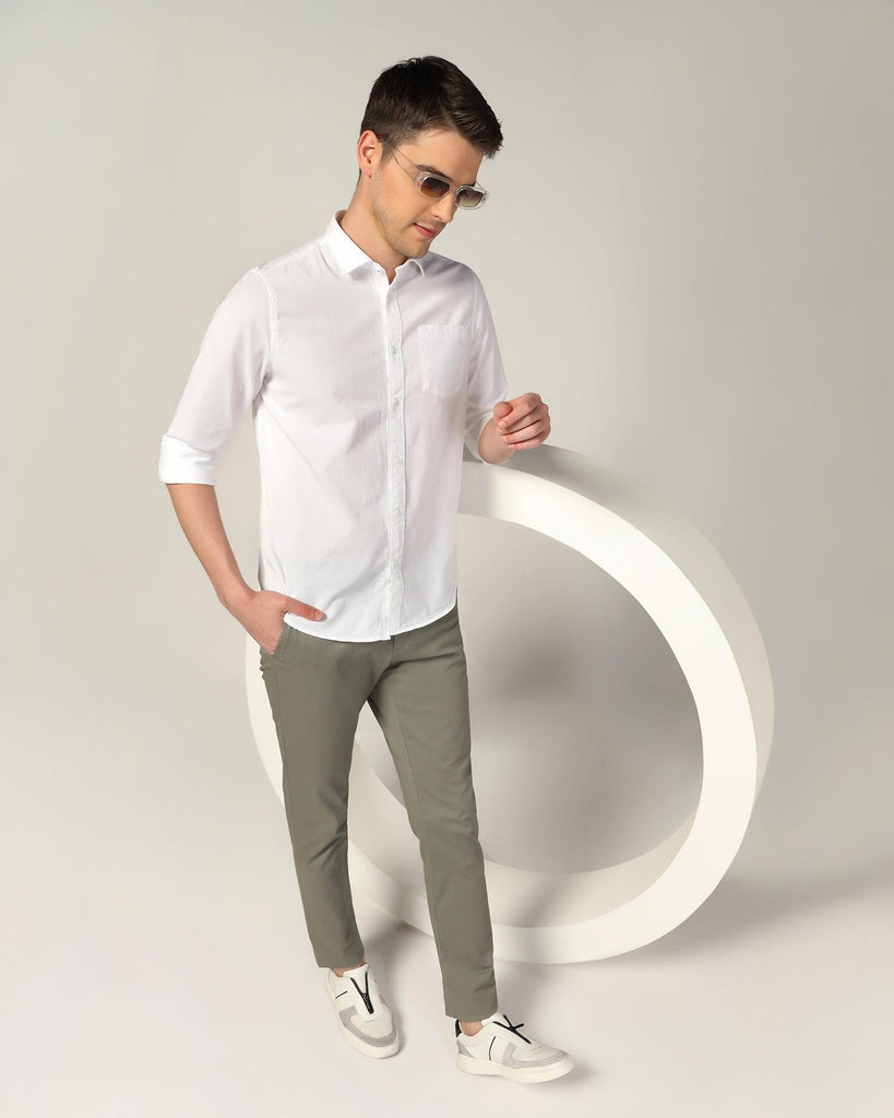 Casual White Solid Shirt - Mandy