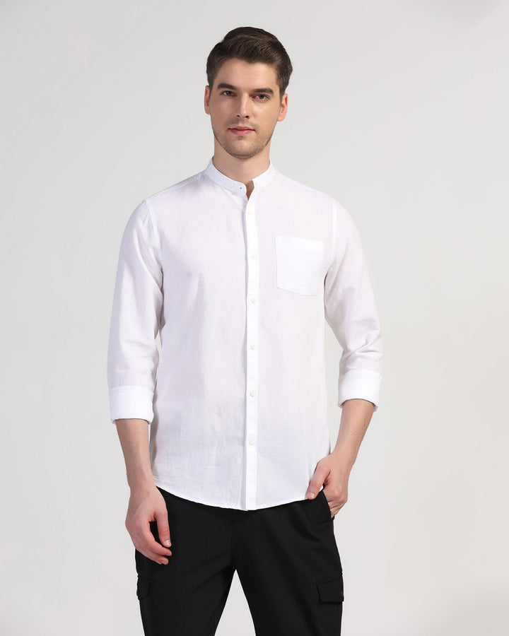 Casual White Solid Shirt - Perry