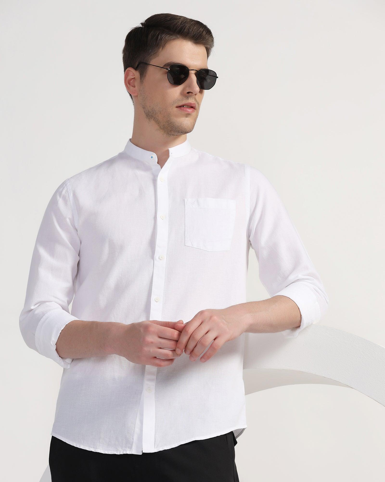 Casual White Solid Shirt - Perry