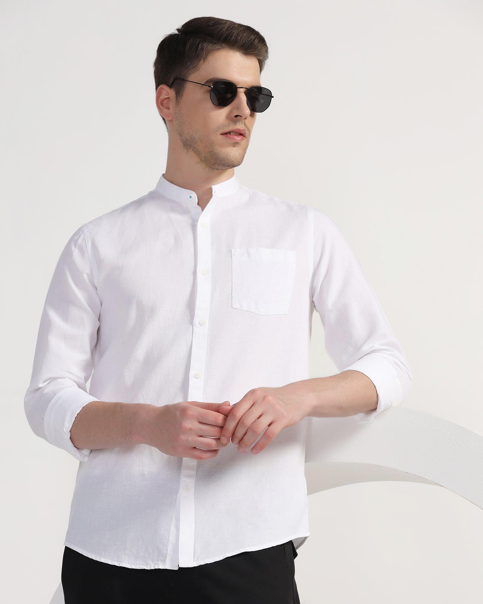 Casual White Solid Shirt - Perry - Blackberrys