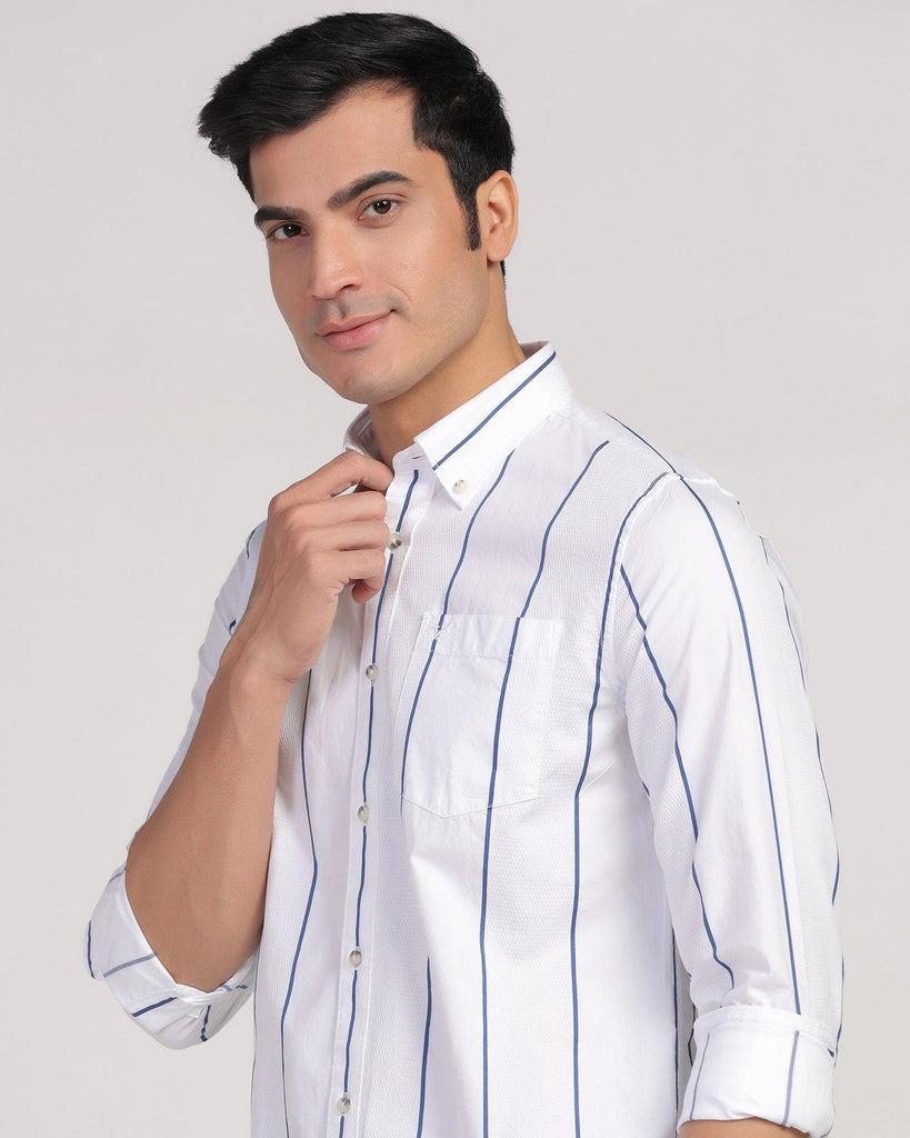 Casual White Stripe Shirt - Dustin