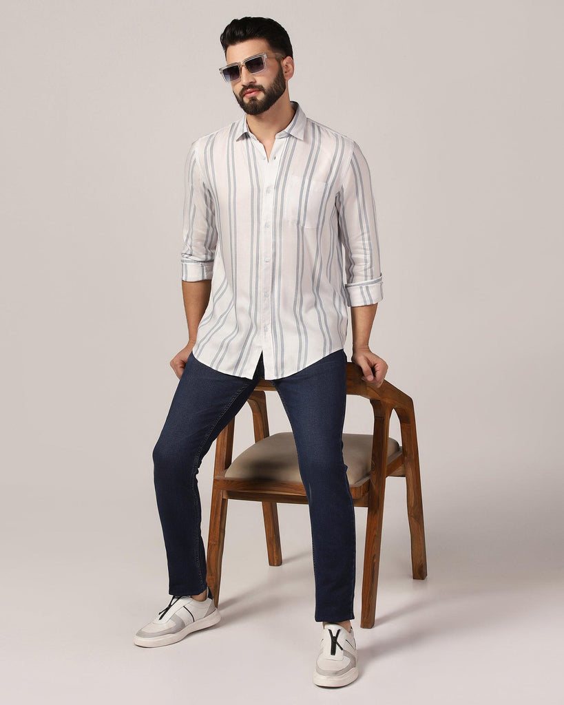 Casual White Stripe Shirt - Sylvie