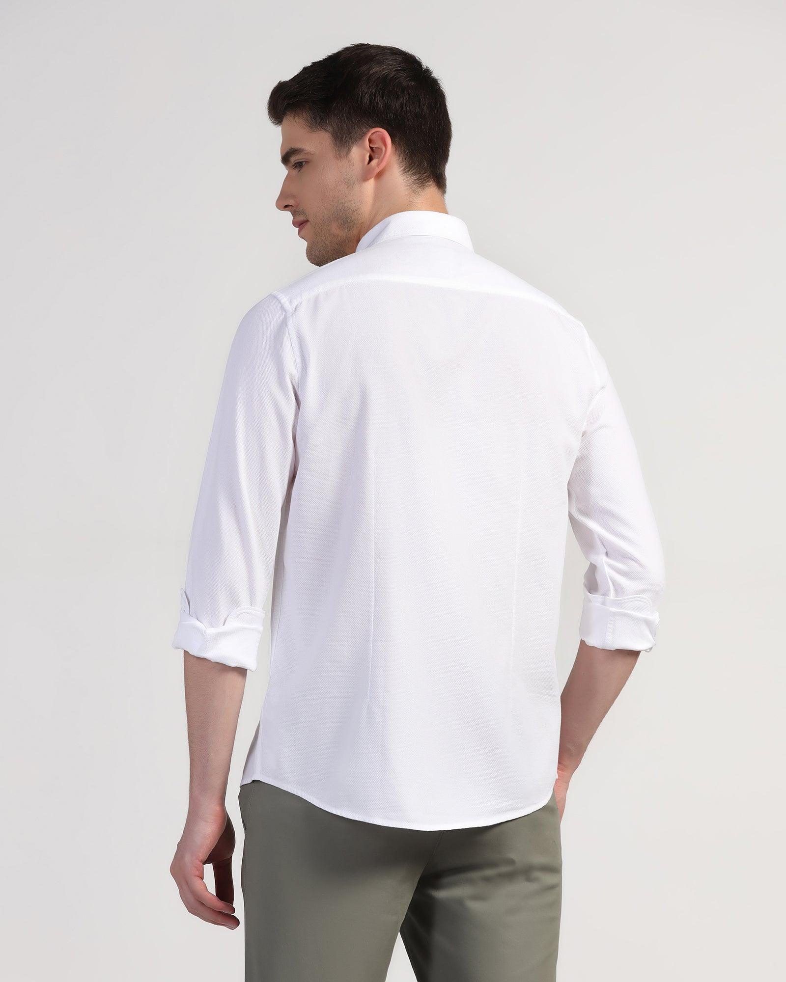 Casual White Textured Shirt - Colt - Blackberrys