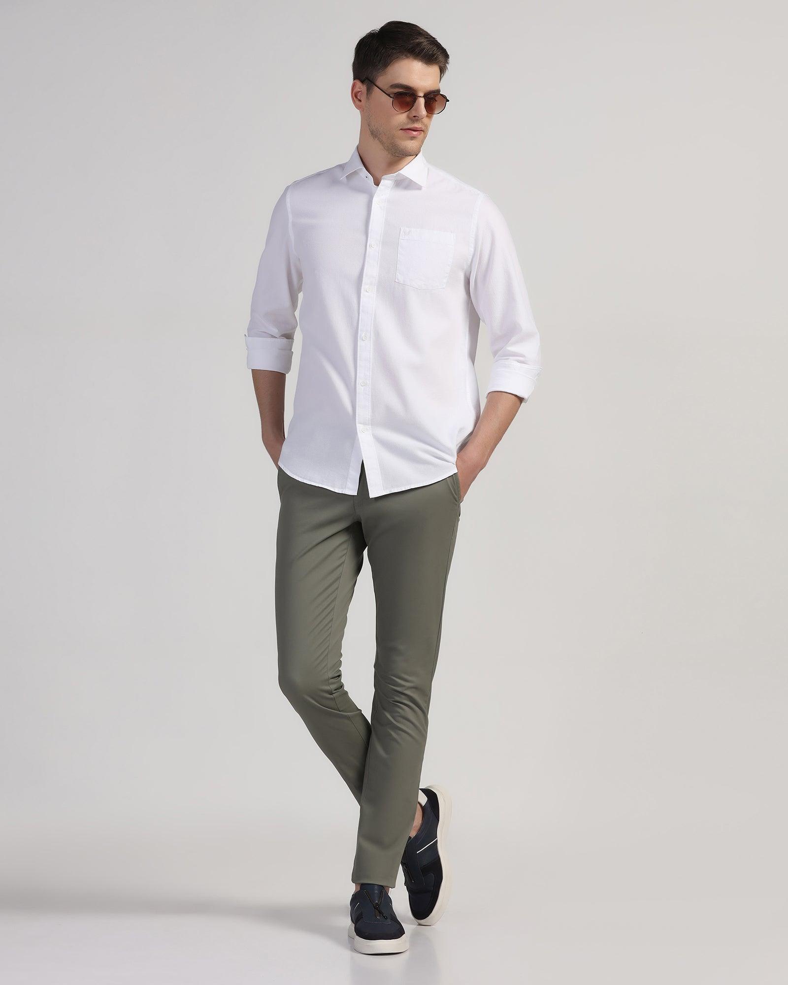 Casual White Textured Shirt - Colt - Blackberrys