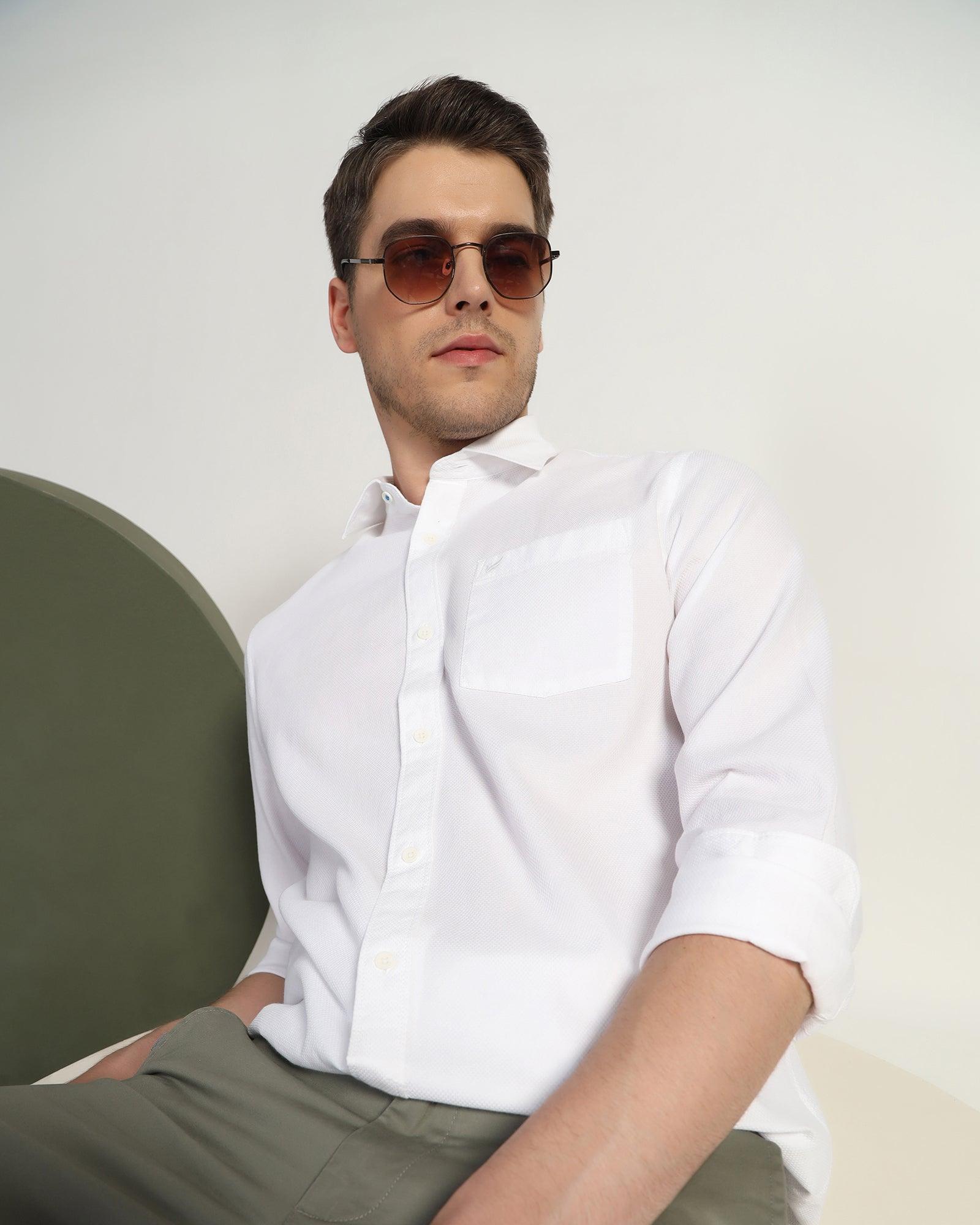 Casual White Textured Shirt - Colt - Blackberrys