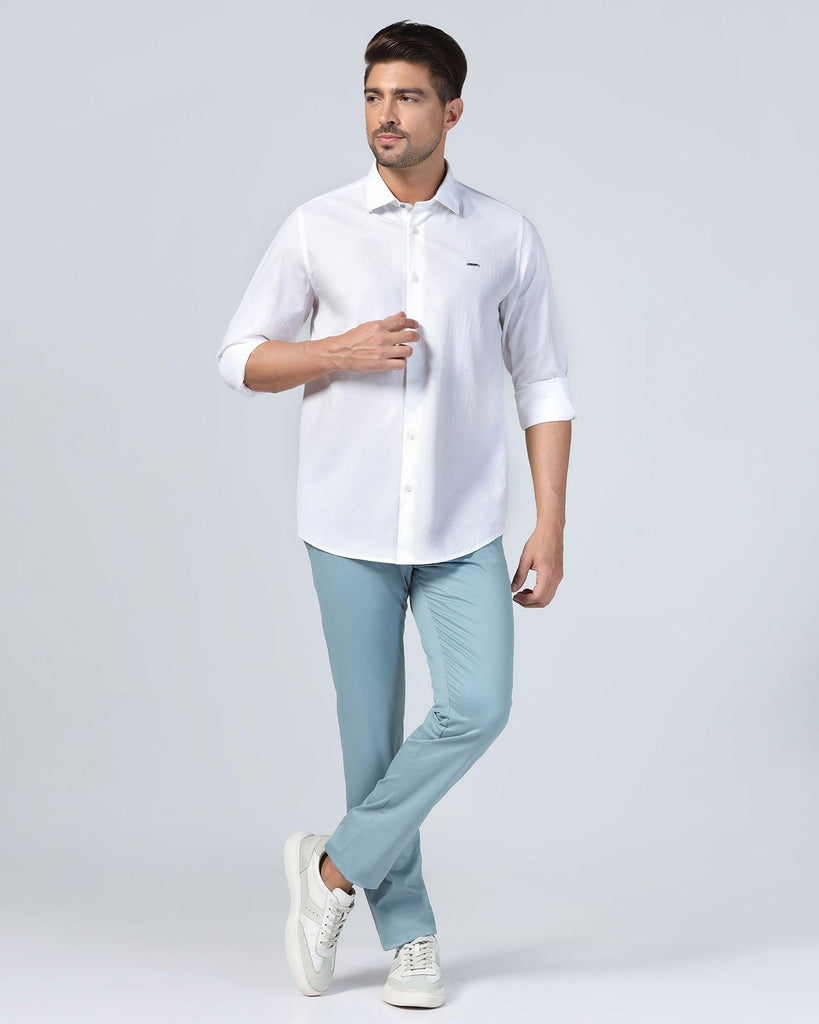 Casual White Textured Shirt - Forest