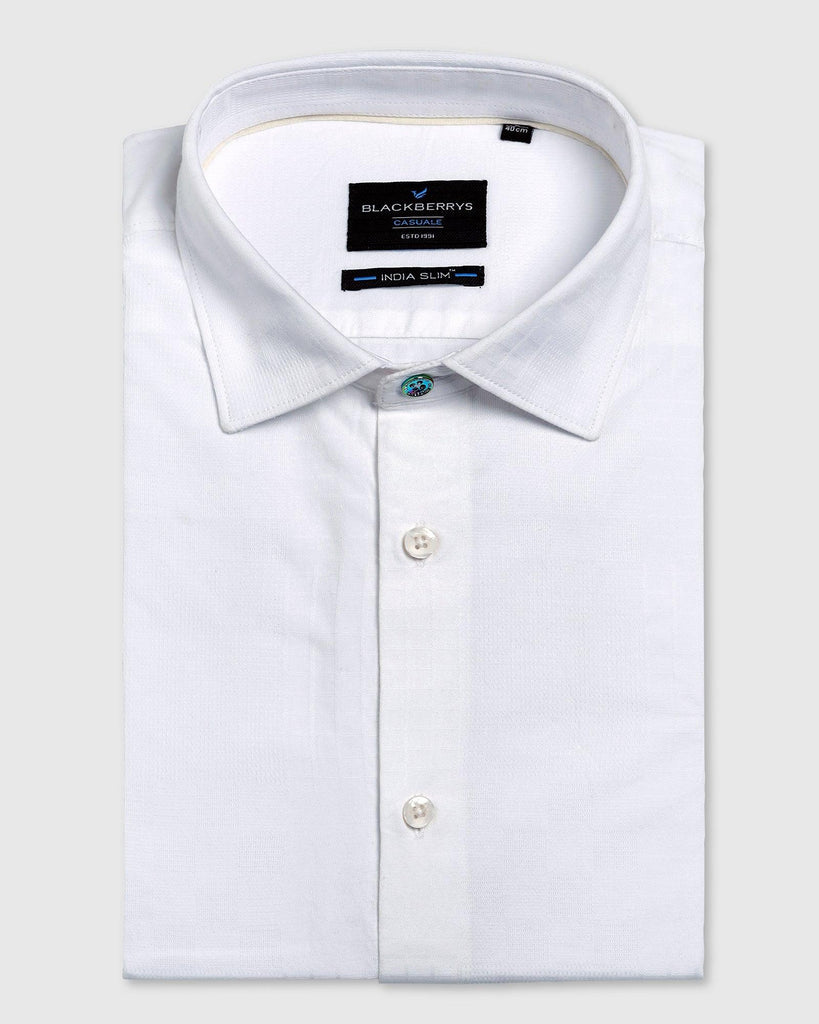 Casual White Textured Shirt - Forest