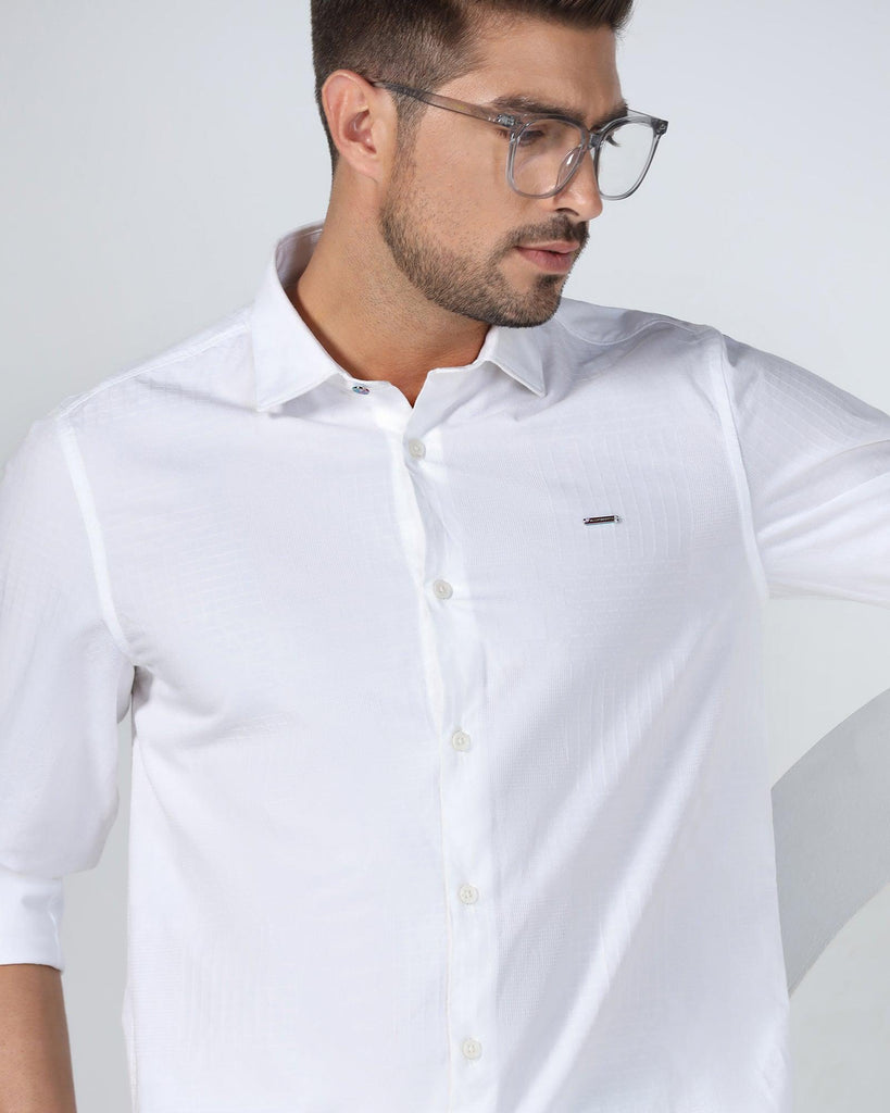 Casual White Textured Shirt - Forest