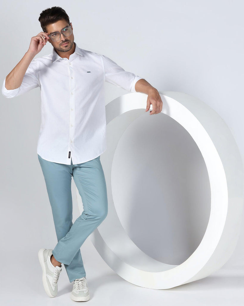 Casual White Textured Shirt - Forest