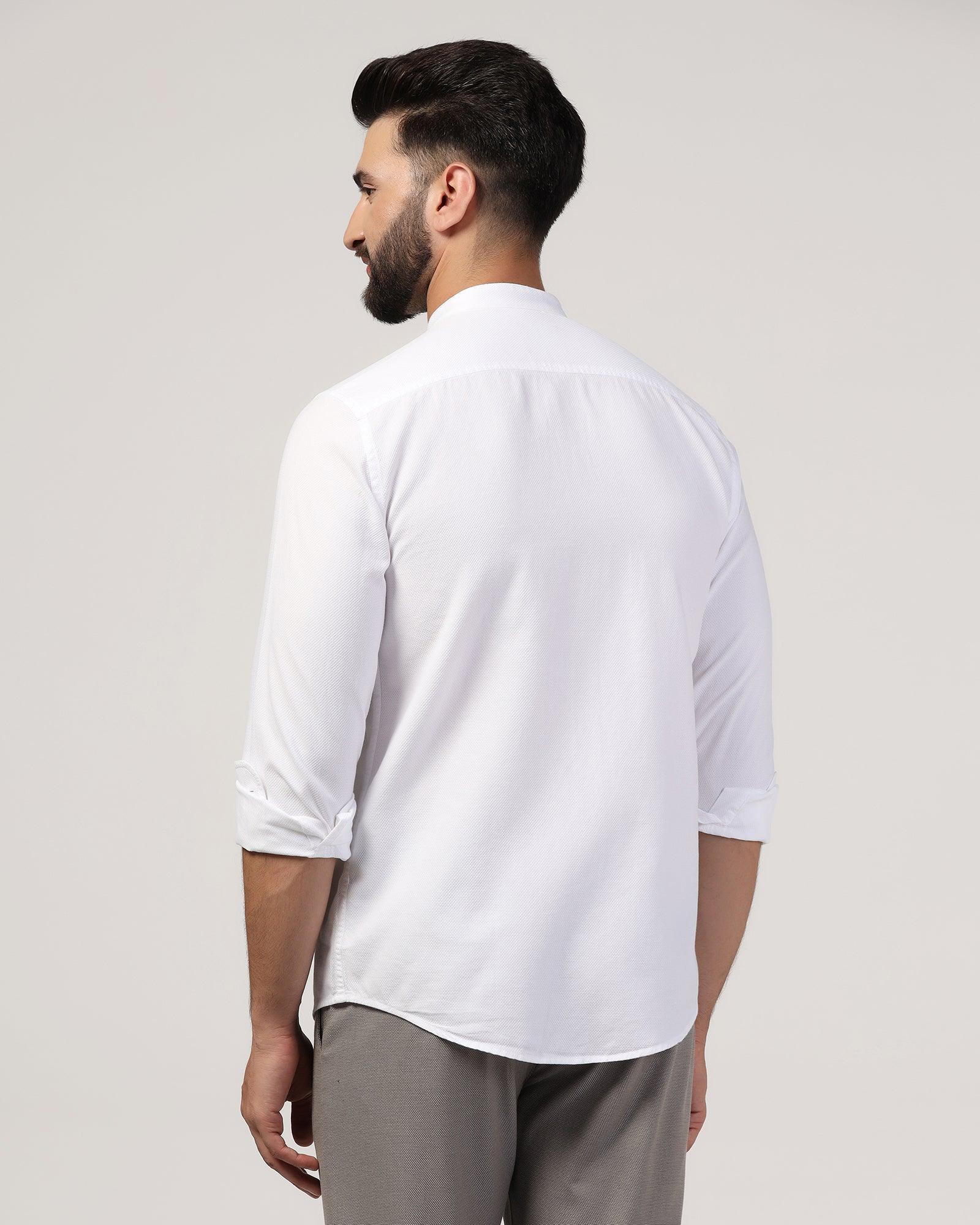 Casual White Textured Shirt - Jolt - Blackberrys