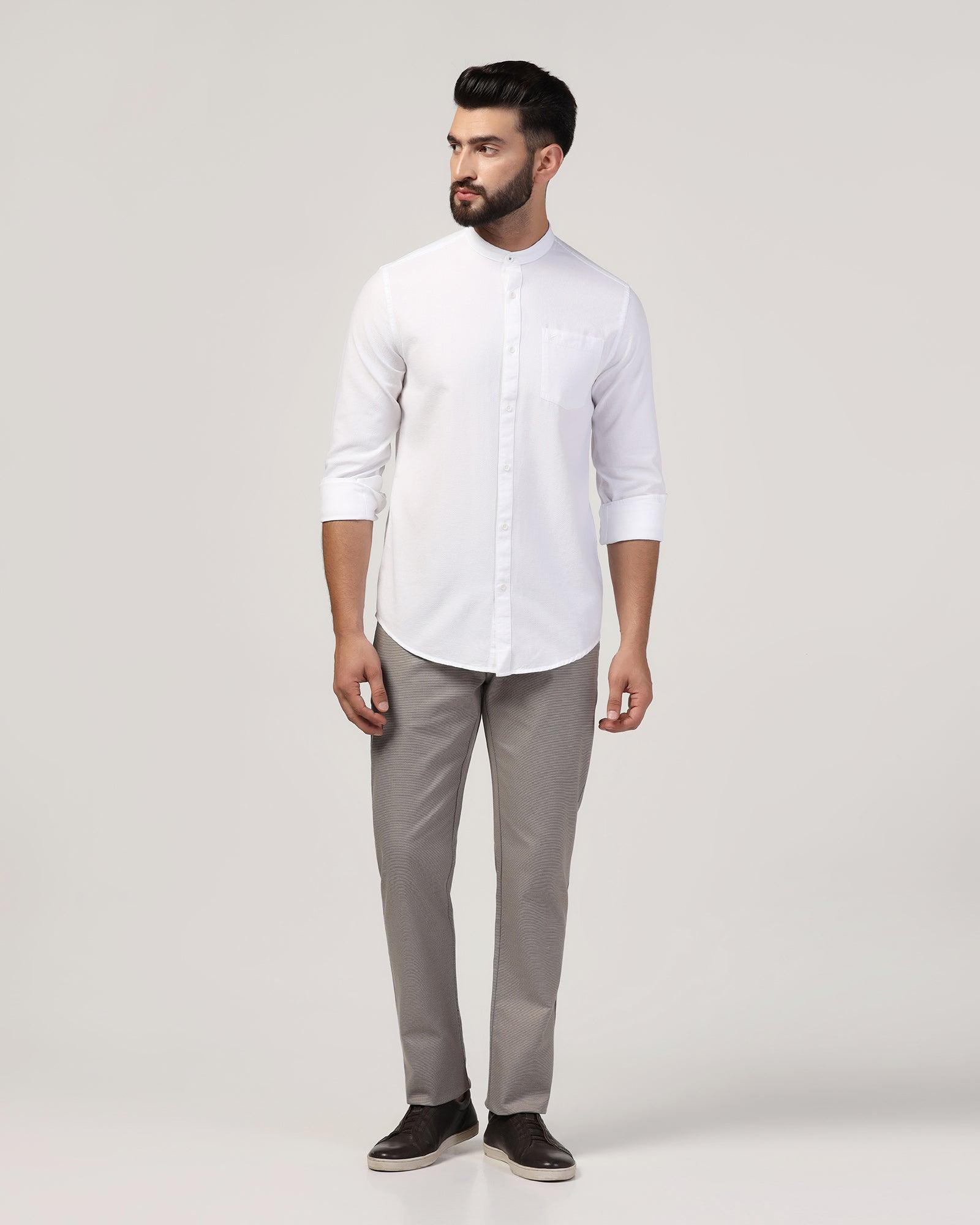 Casual White Textured Shirt - Jolt - Blackberrys