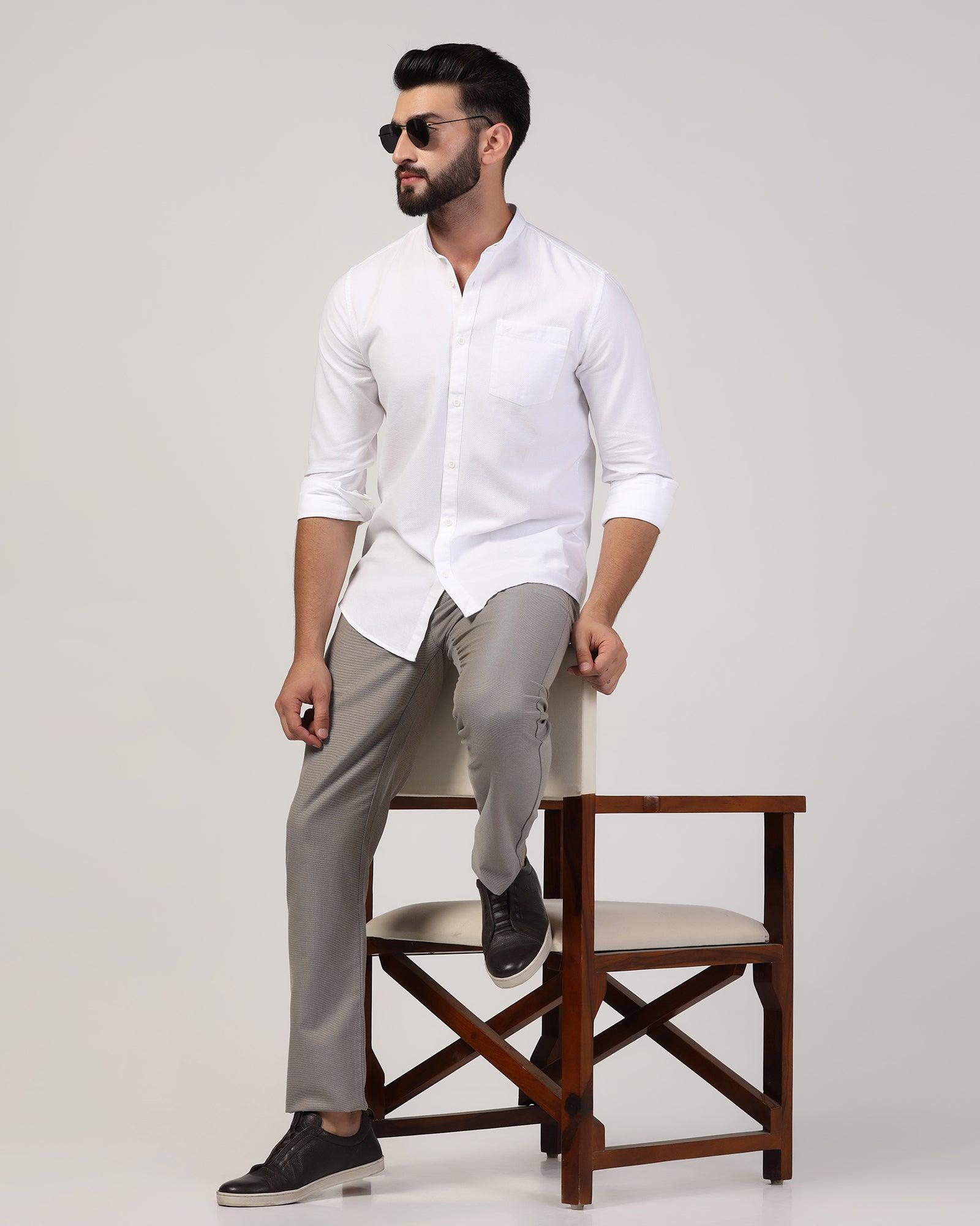 Casual White Textured Shirt - Jolt