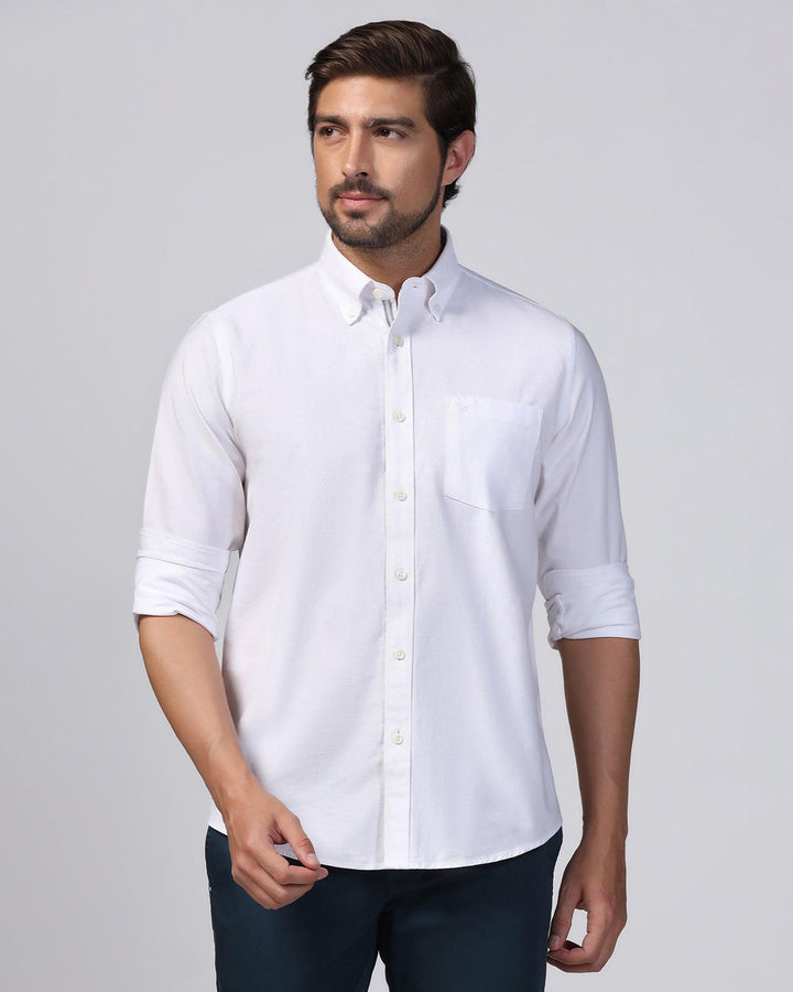 Casual White Textured Shirt - Solly