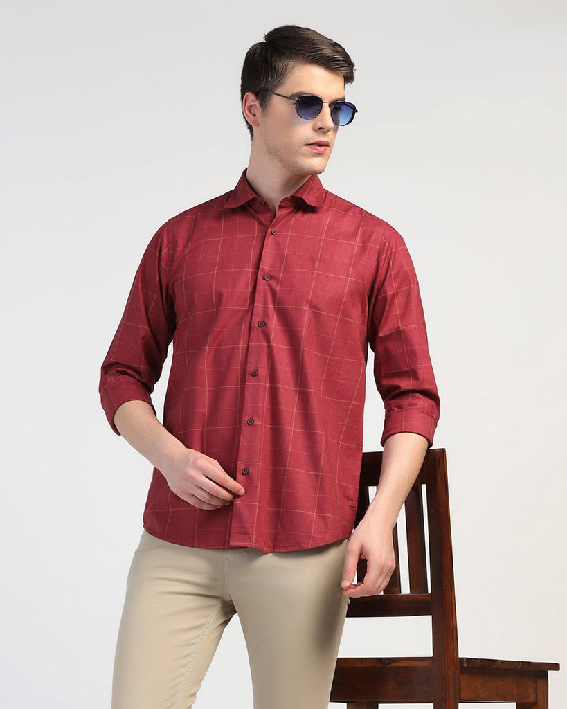 Casual Wine Check Shirt - Bailey