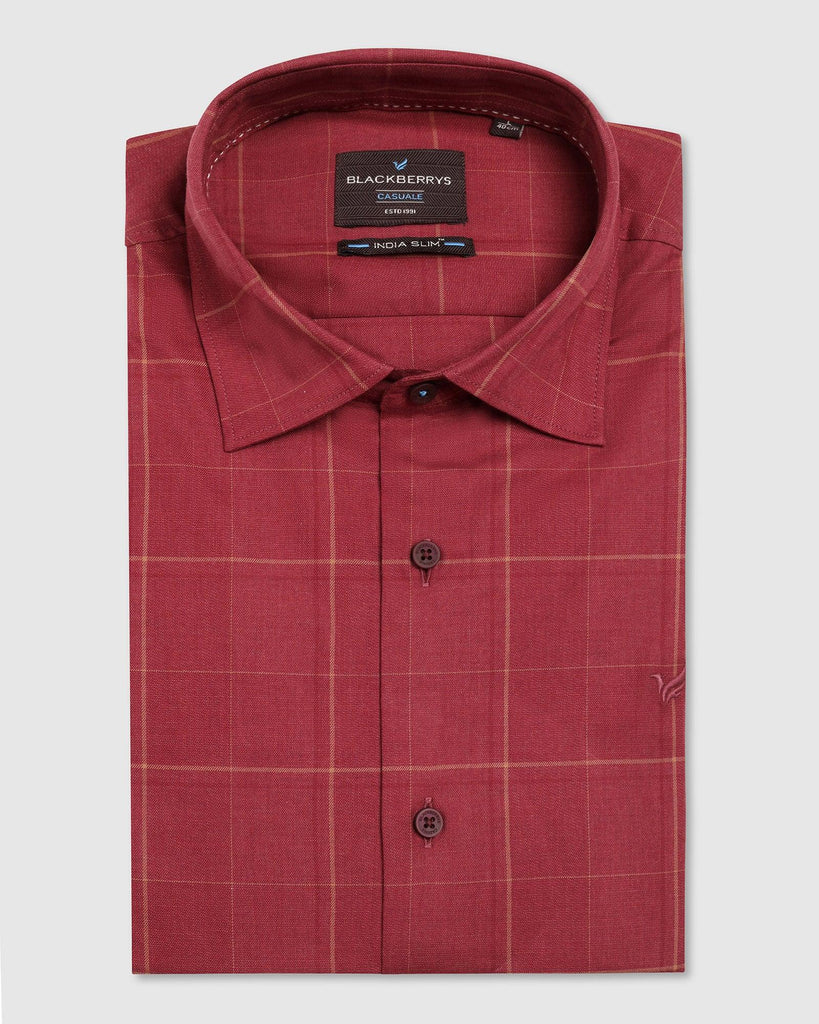 Casual Wine Check Shirt - Bailey