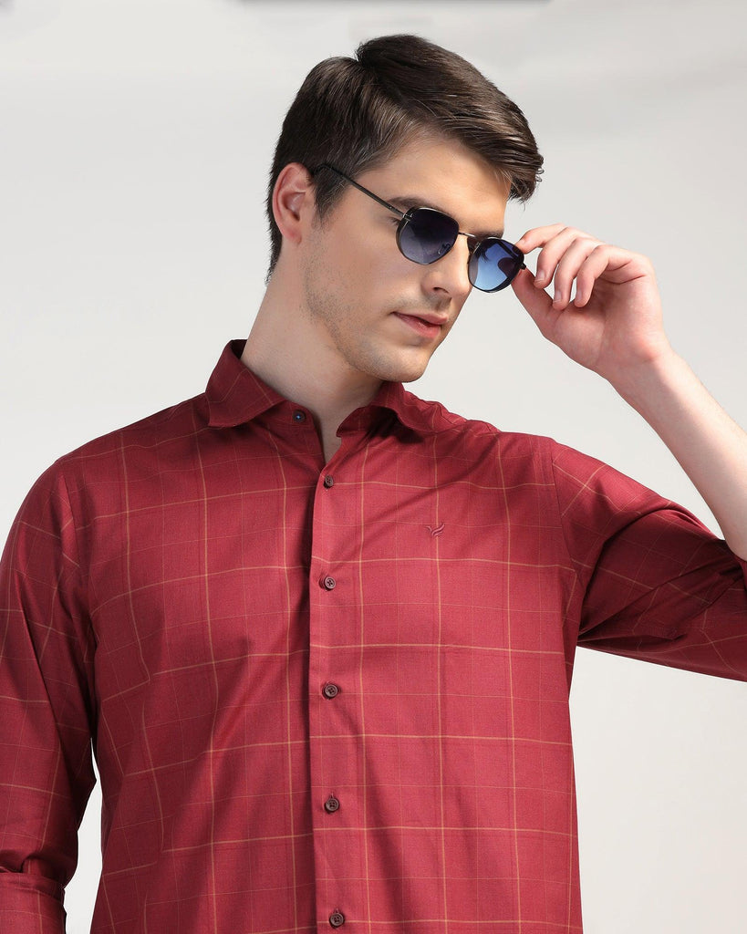 Casual Wine Check Shirt - Bailey