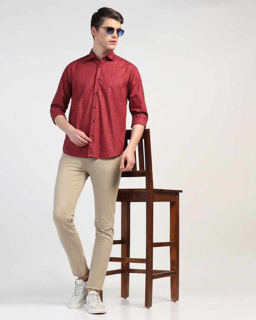 Casual Wine Check Shirt - Bailey