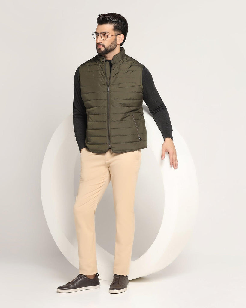 Olive Solid Zipper Jacket - Joss