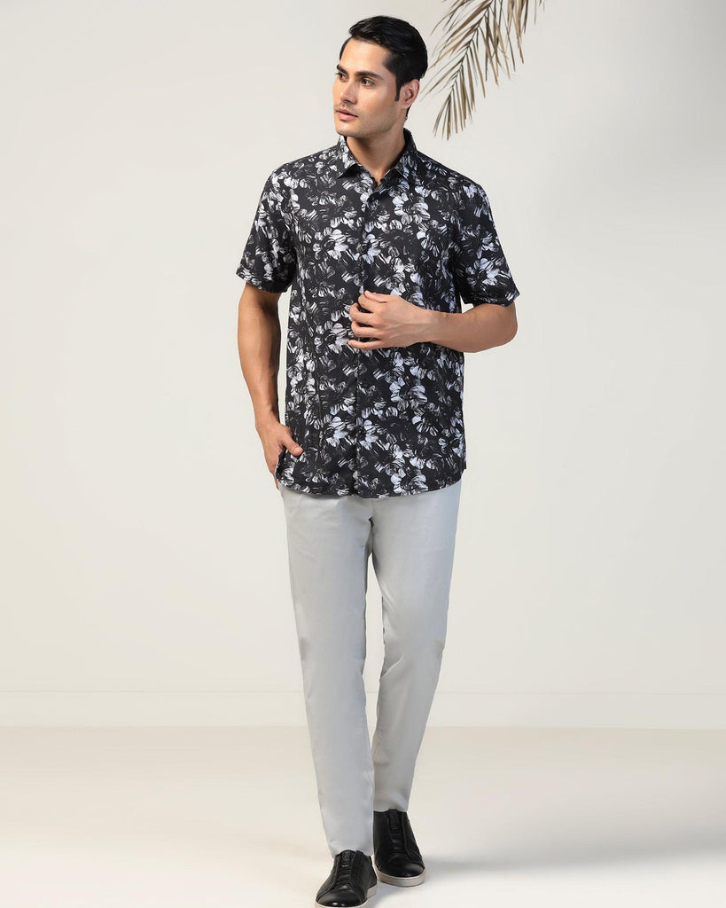 Casual Half Sleeve Black Printed Shirt - Emaar