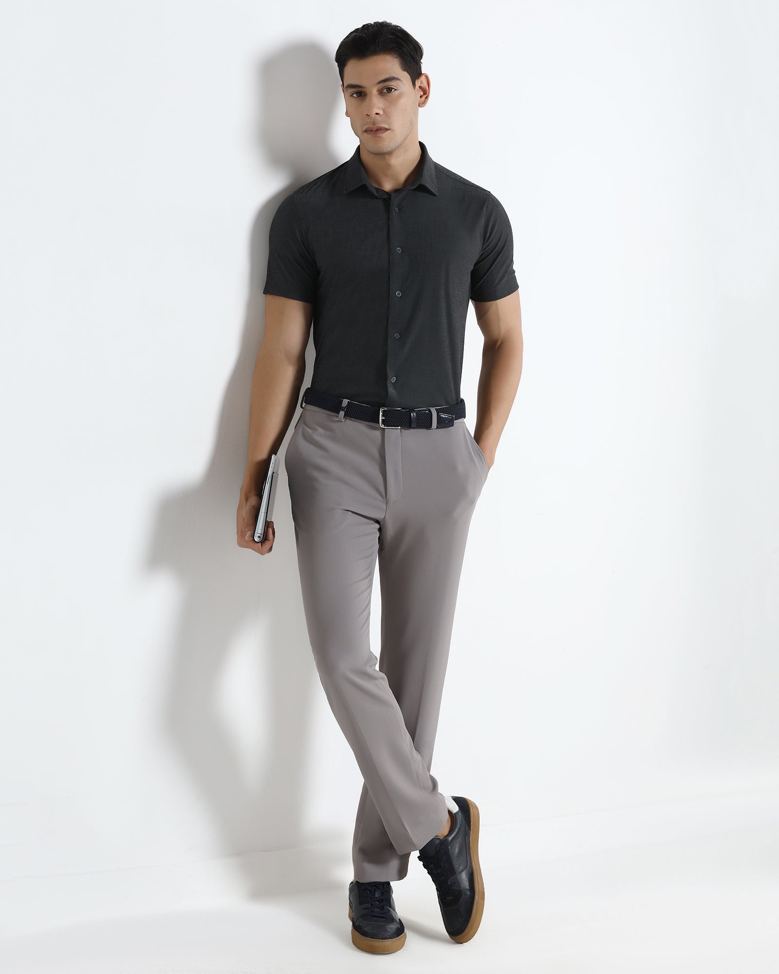 Charcoal Half Sleeve TechPro Jacquard Shirt - Cruise