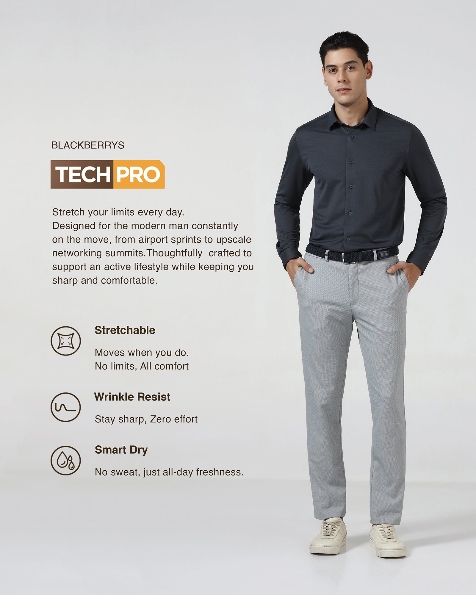 Charcoal TechPro Stripe Shirt - Keish