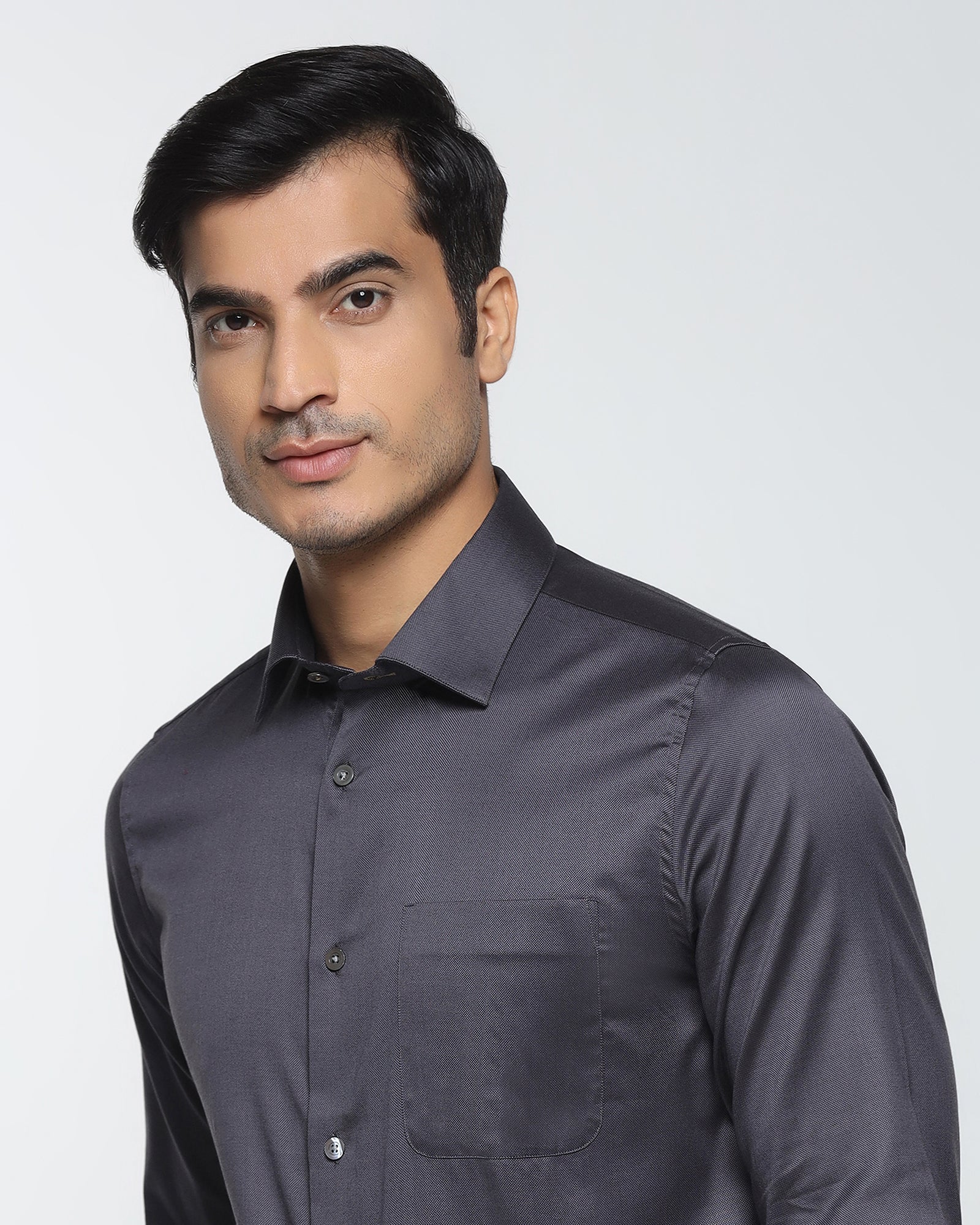 Charcoal Black Luxe Textured Shirt - Crypto