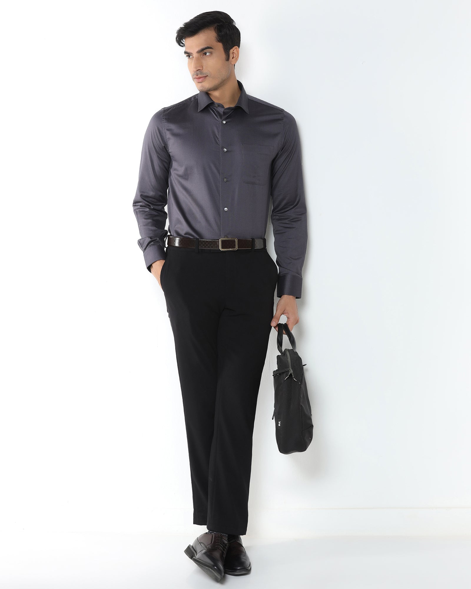 Charcoal Black Luxe Textured Shirt - Crypto