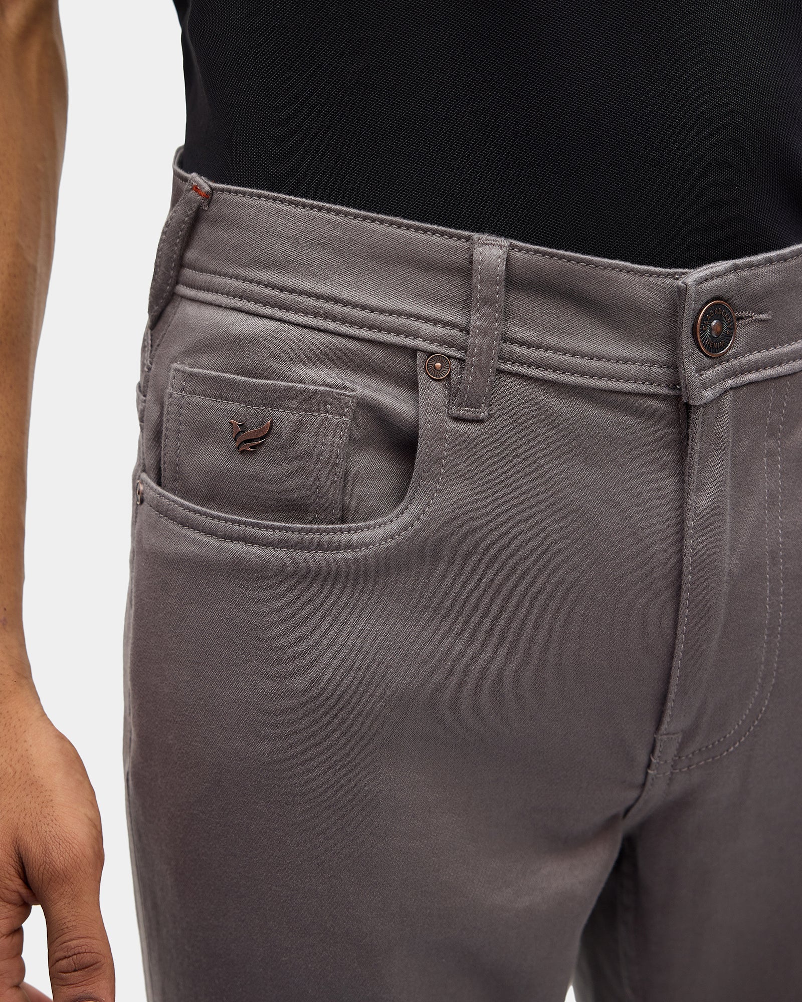 Charcoal Bleed Zero Straight Comfort Jeans - Abto