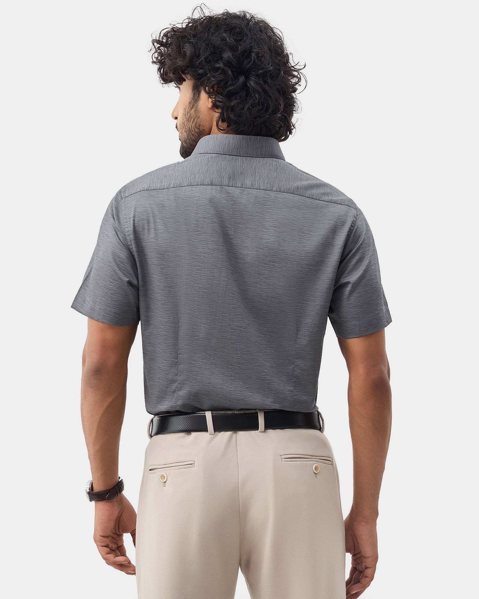 Charcoal Grey Printed Shirt - Montero