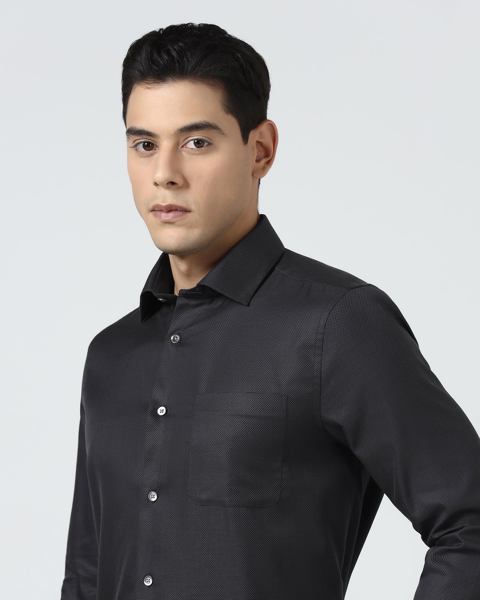 Charcoal Luxe Textured Shirt - Captain