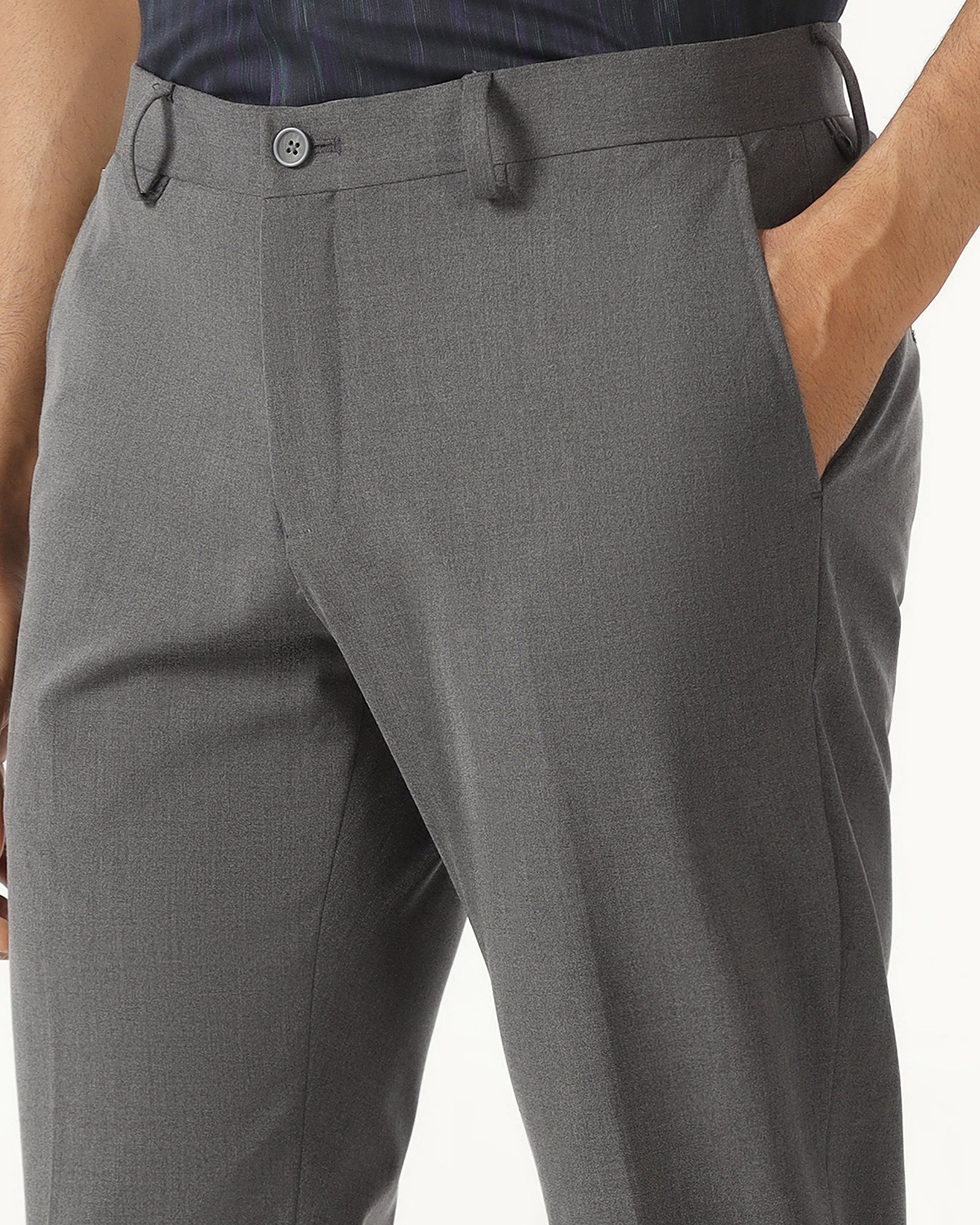 Charcoal Solid Trouser - Sedra
