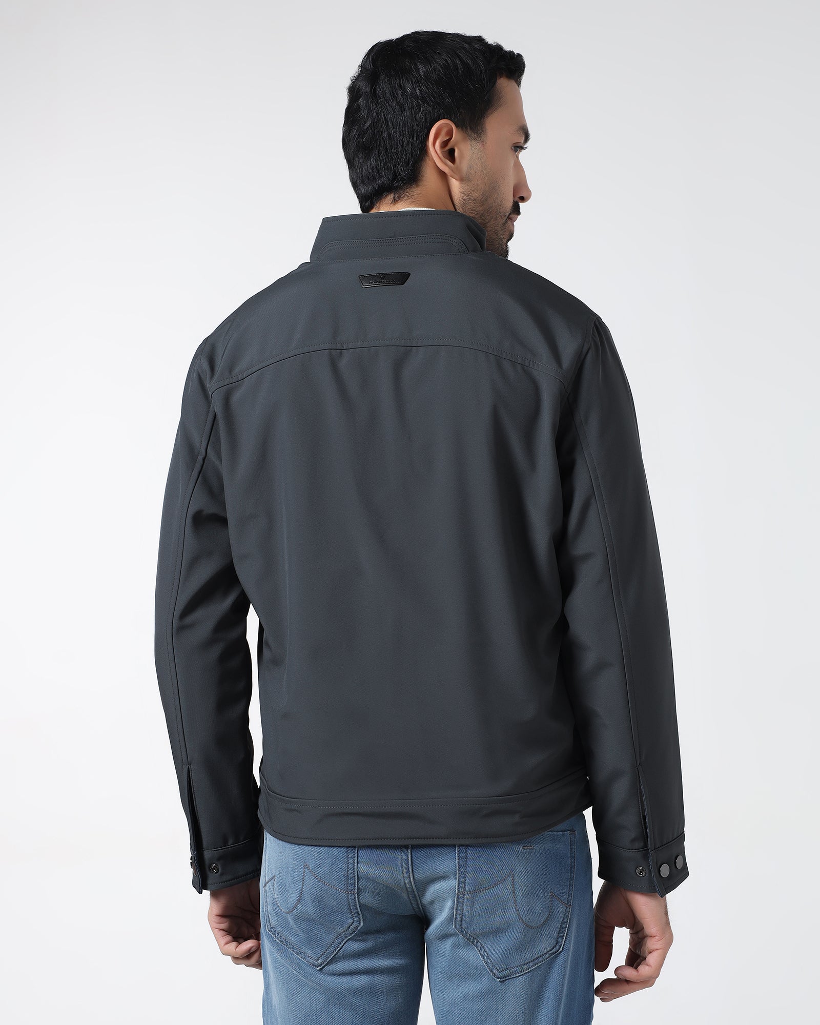 Charcoal Reversible Solid Zipper Jacket - Yulin