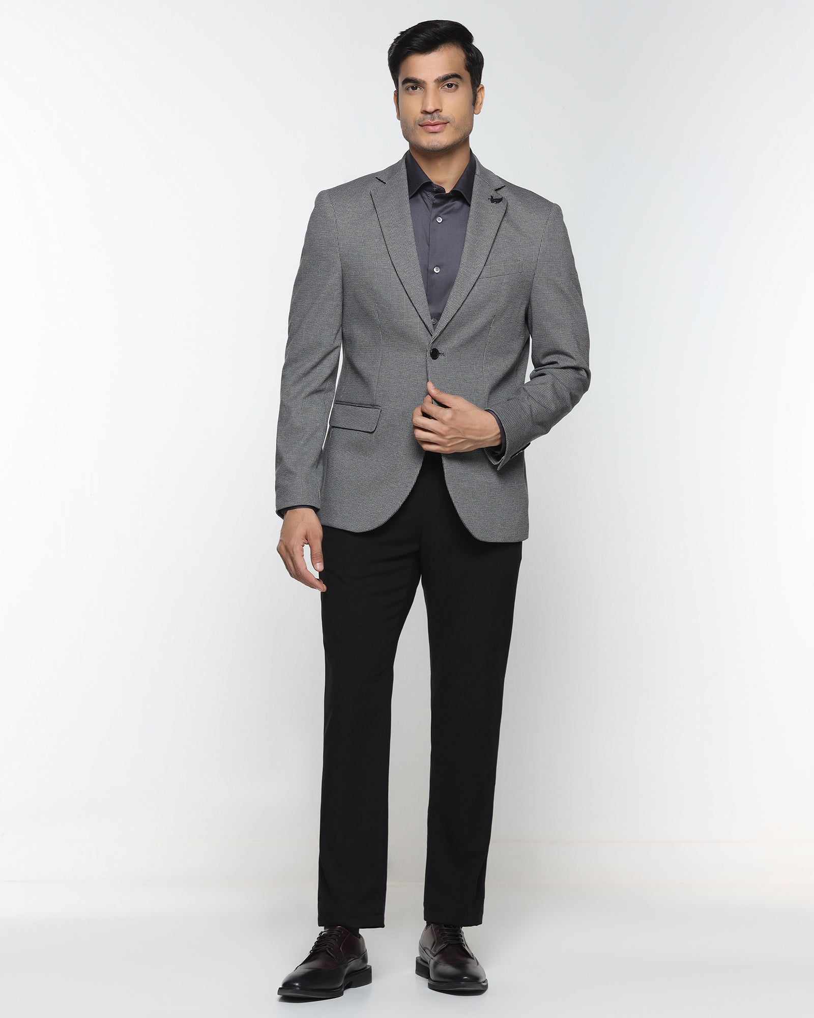 Charcoal Textured Blazer - Artura