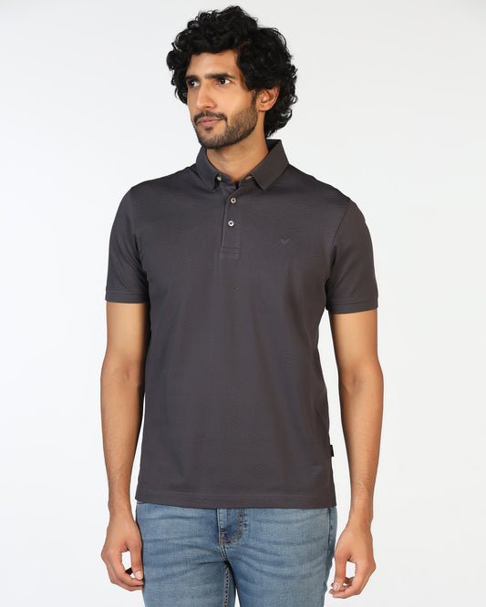 Charcoal Textured Polo - Wayne