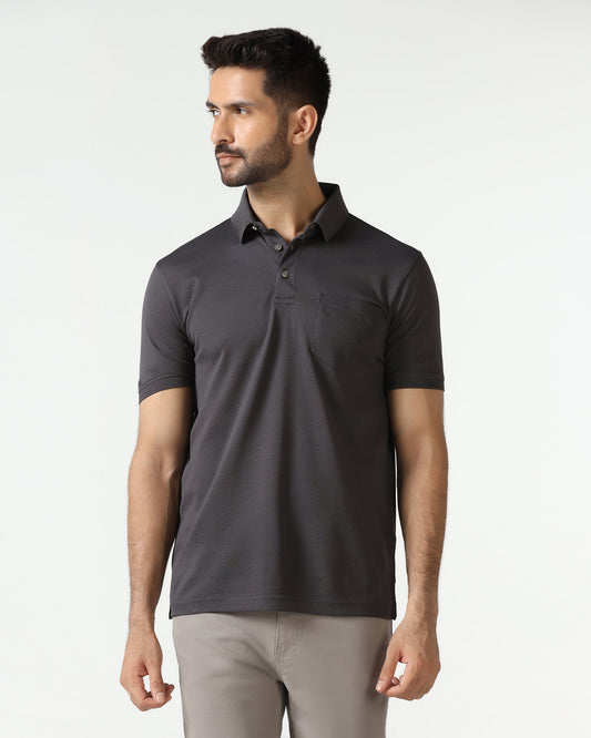 Charcoal Textured Polo - Wayne