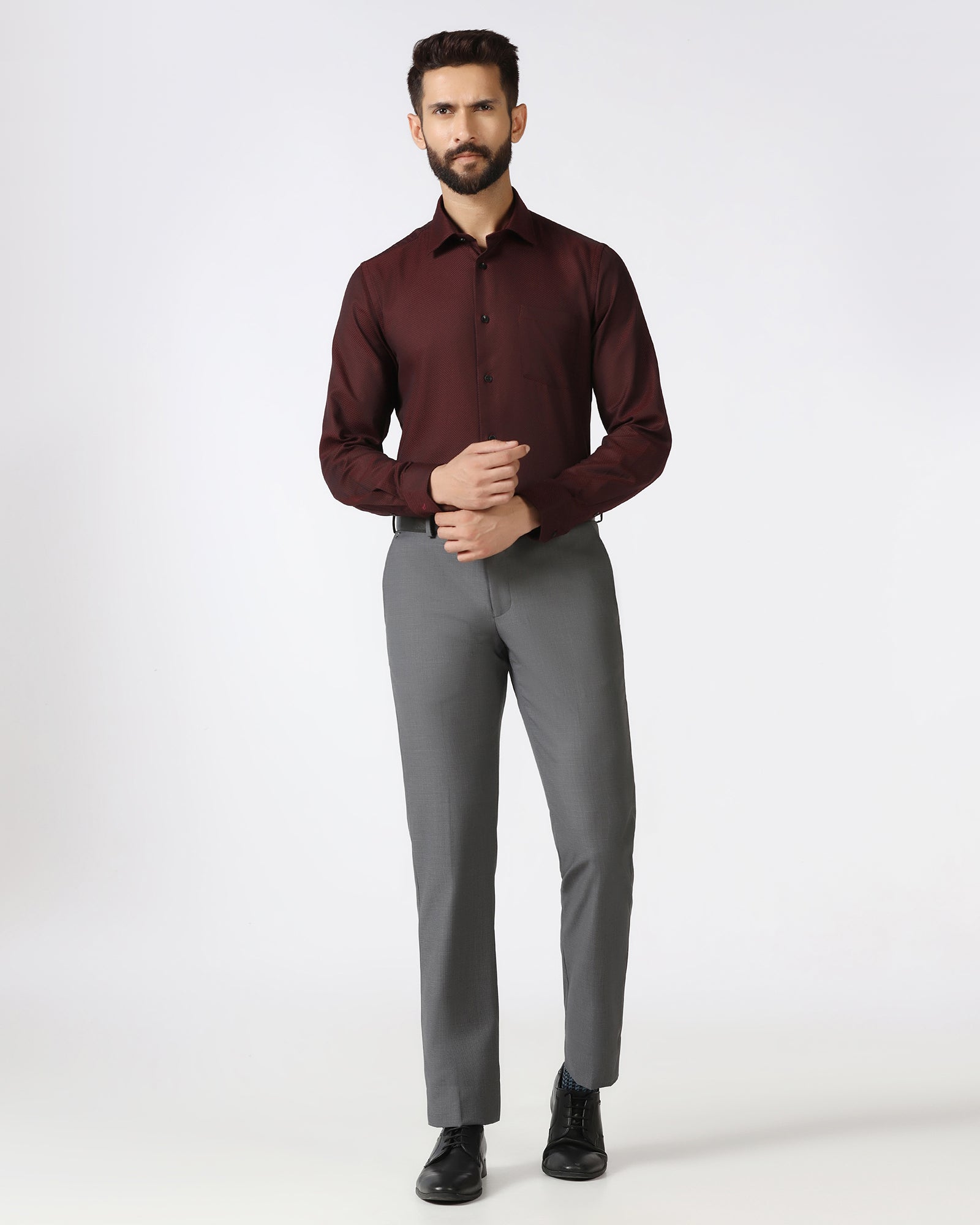 Charcoal Textured Trouser - Cardon