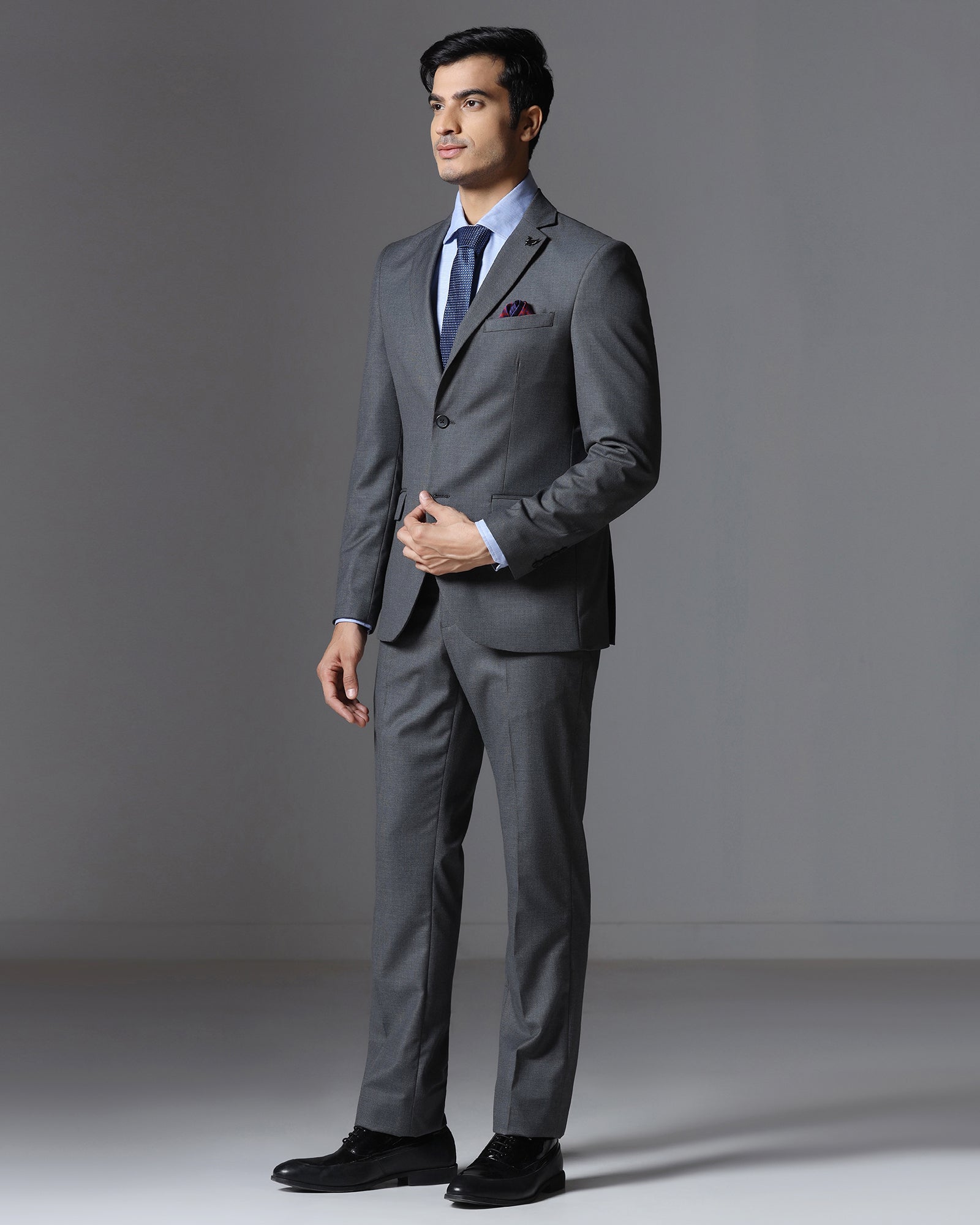 Charcoal Two Piece Textured Suit - Brim