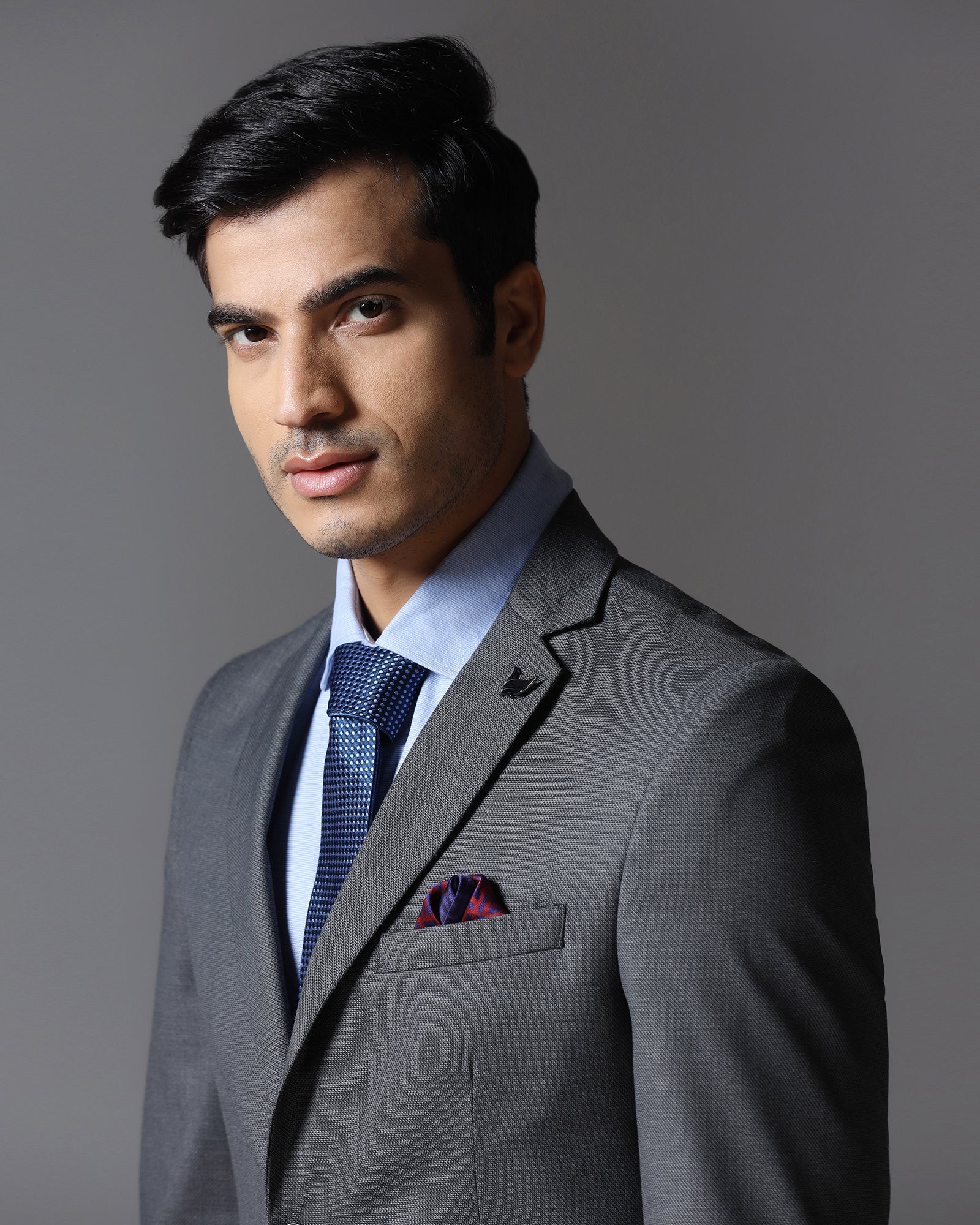 Charcoal Two Piece Textured Suit - Brim