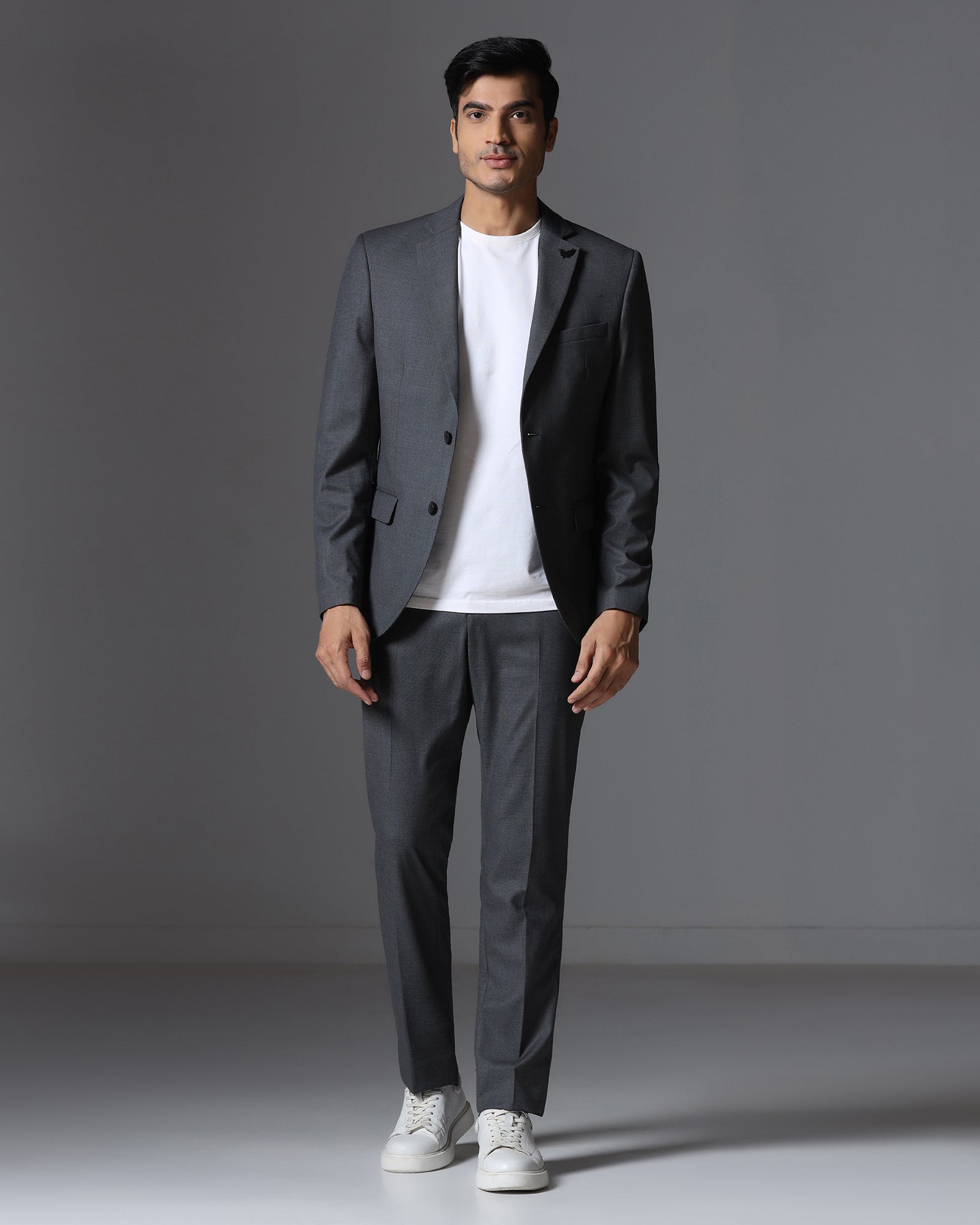 Charcoal Two Piece Textured Suit - Brim
