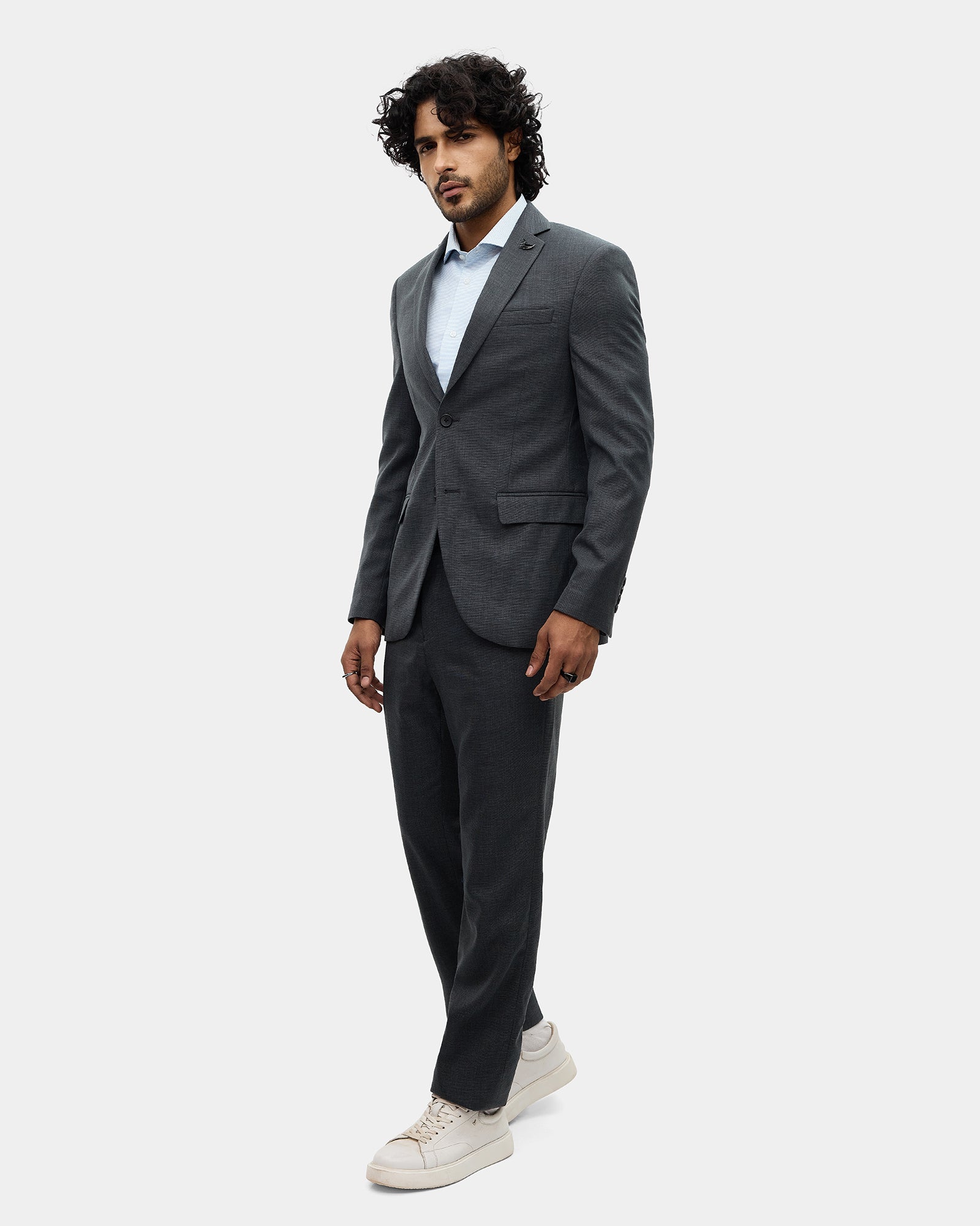 Charcoal Two Piece Textured Suit - Heckle