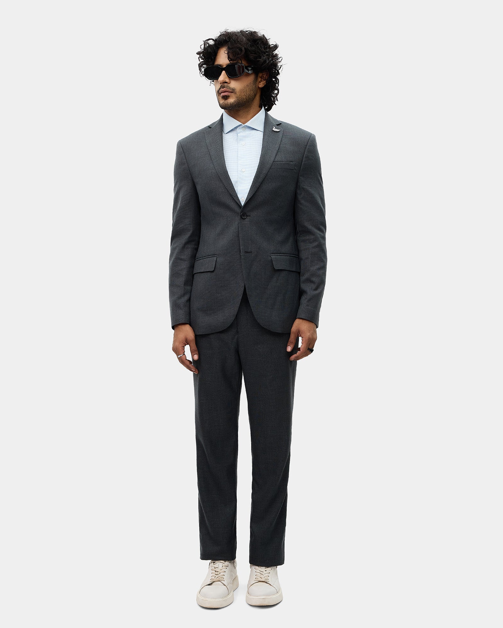 Charcoal Two Piece Textured Suit - Heckle