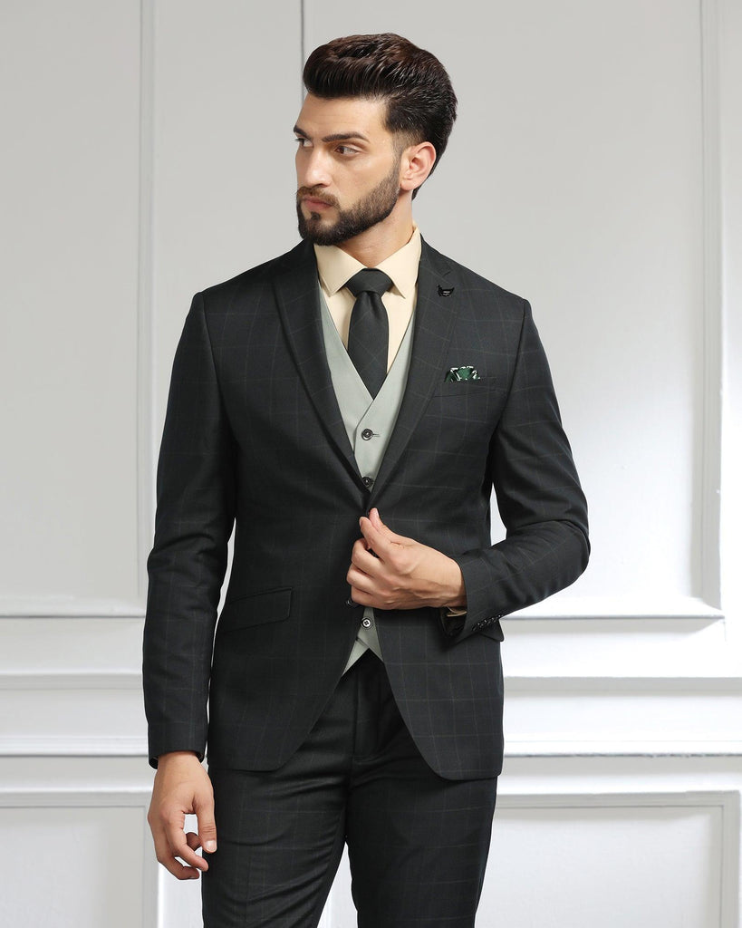 Multitude 6X Olive Check Formal Suit - Elvio