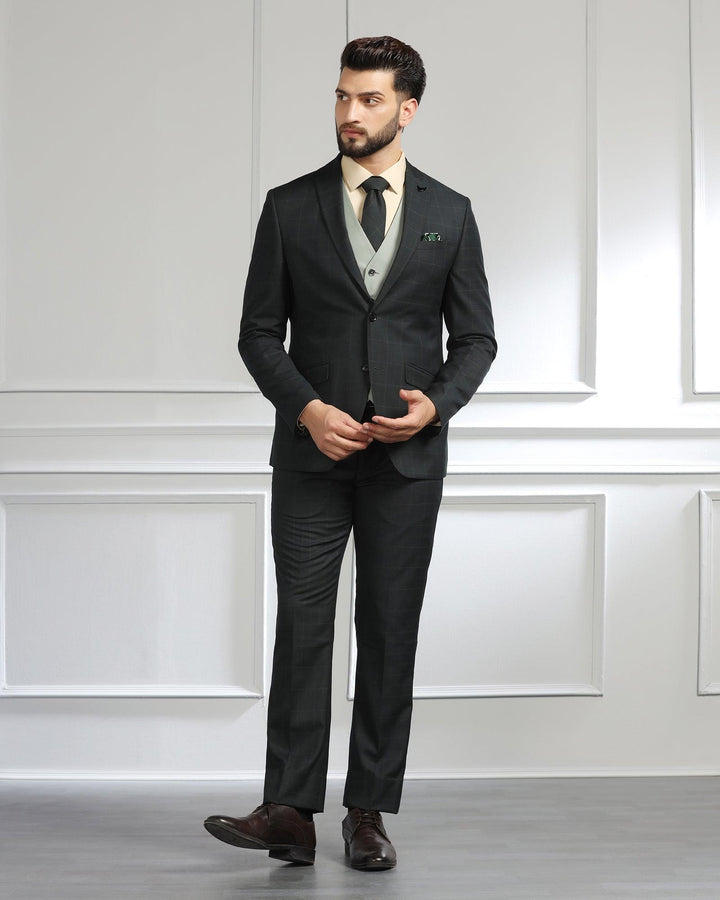 Multitude 6X Olive Check Formal Suit - Elvio