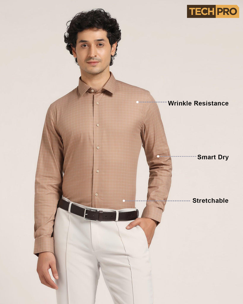 TechPro Formal Brown Check Shirt - Becki