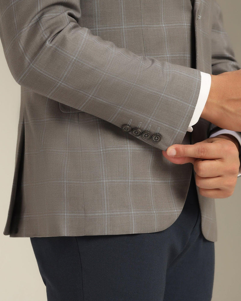 Two Piece Grey Check Formal Suit - Jobain