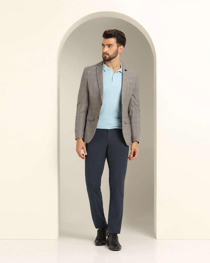 Two Piece Grey Check Formal Suit - Jobain