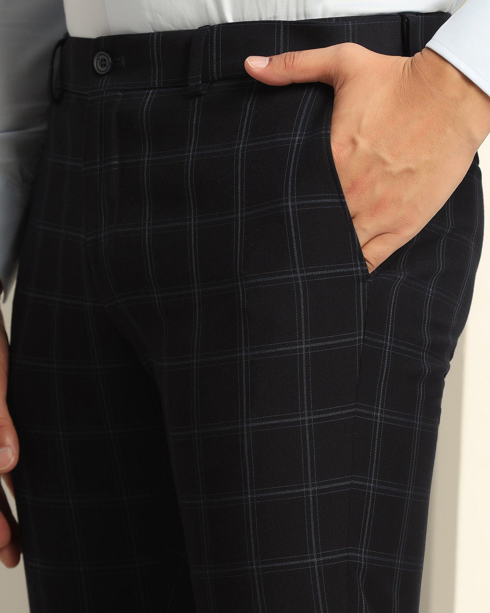 Cavani Carnegi Navy Blue Tweed Check Trousers | Menz Suits