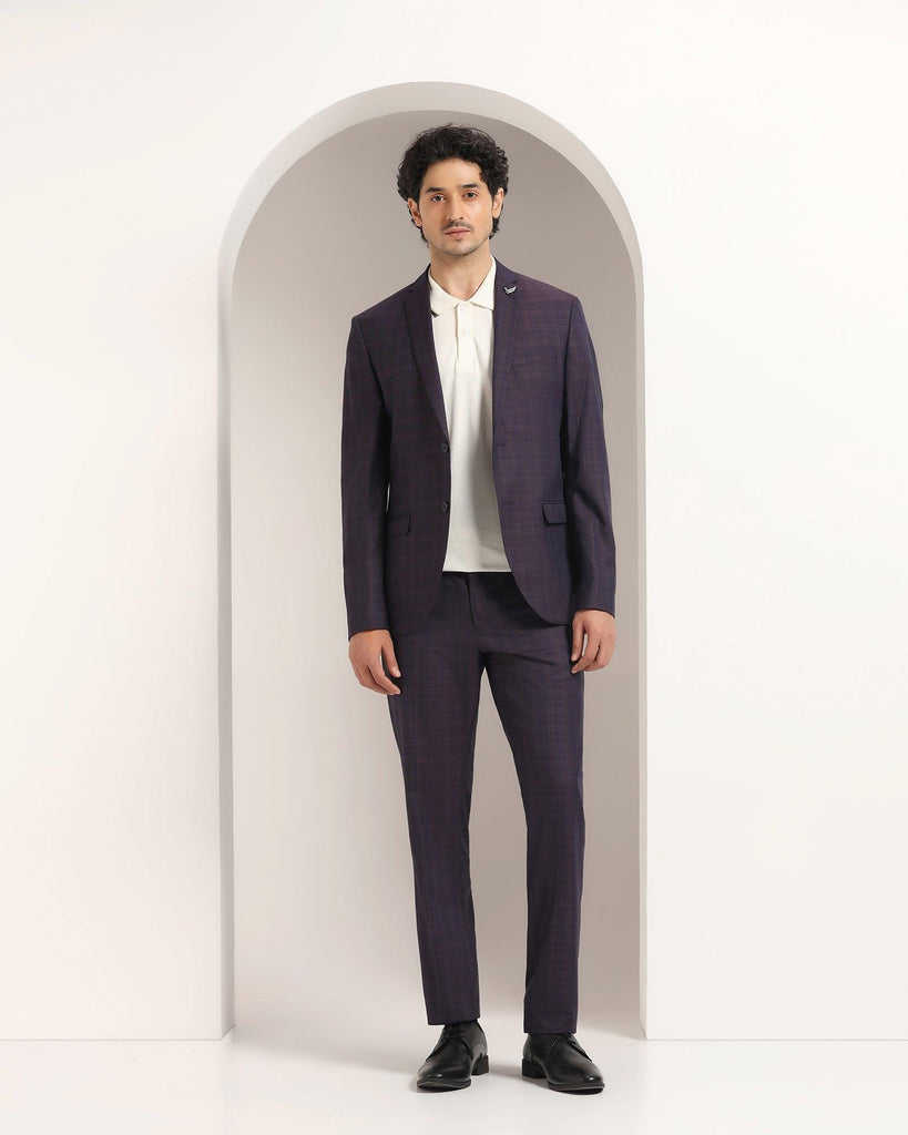 Tuxedo Three Piece Purple Check Formal Suit - Sobey