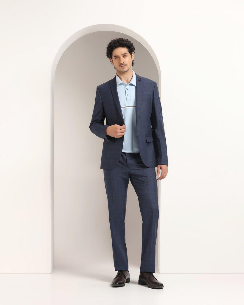 Tuxedo Three Piece Navy Check Formal Suit - Sobey